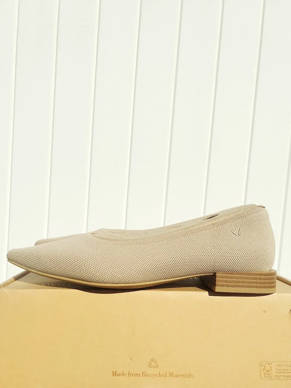 Vivaia Minnie Pro Almond Beige Knit Ballet Flat Womens Size 10 NWT Athleisure